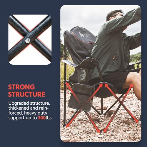OUTSIDER Folding Camping Chair Heavy Duty Folding Chair 400lbs Oversized Outdoor Chairs with Cup Holder, Cooler Bag, Stora...