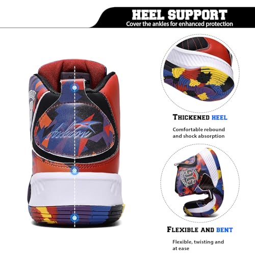 ASHION Mens Basketball Shoes High Top Streetball Lightweight Outdoor Sneakers Cushioning Shoes for Team Sports Athletic