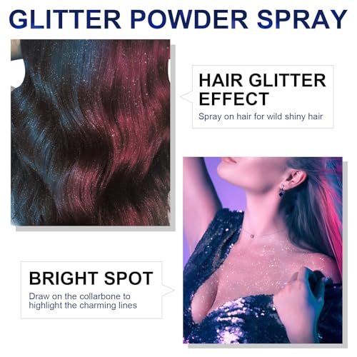 Body Glitter Spray, Applies to Music Stage Rave Festival Party Accessories Hair and Body Shiny Glitter Makeup.