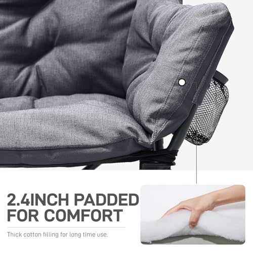 EVER ADVANCED Extra Large Double Camping Chair for Adults, Family Size Padded Folding Camping Love Seat Bench with Side Po...