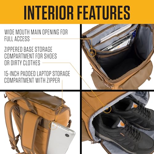 Carhartt 35L Nylon Workday Backpack, Durable Water-Resistant Pack with 15" Laptop Sleeve and Adjustable Shoulder Straps, B...