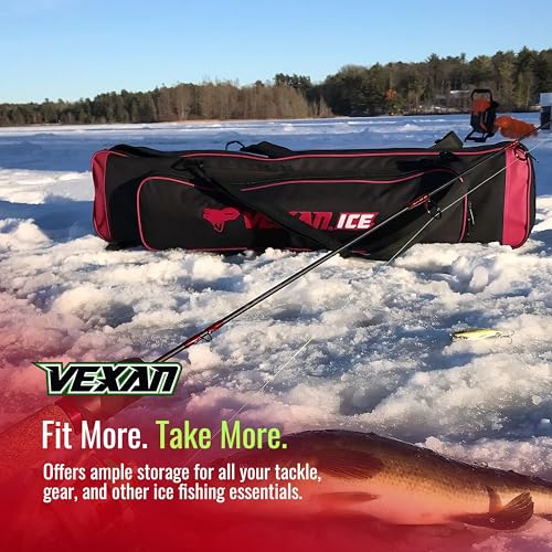 Vexan Ice Fishing Rod Case – Water-Resistant Travel Rod & Reel Case with Hard Shell Tube, Spinning Rod & Tip-Up Storage – ...