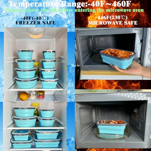 Epinke 8 Collapsible Food Storage Containers With Lids, Rv Collapsible Bowls, Silicone Food Storage Containers, Camping Fo...