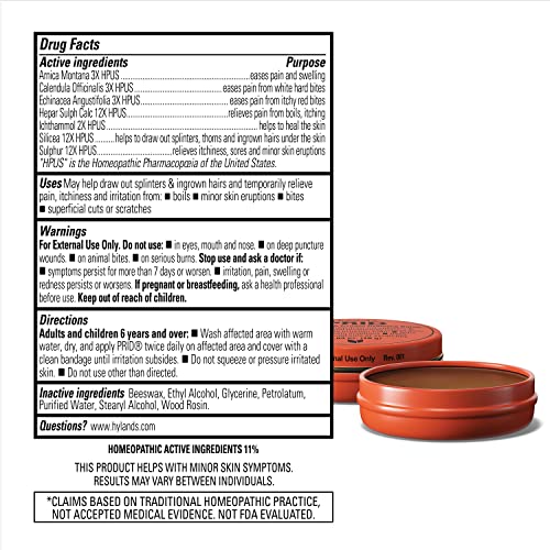 Hyland's PRID Drawing Salve, Topical Skin Irritation Relief, For Splinters, Thorns, Ingrown Hairs, Itch Relief for Bug Bit...