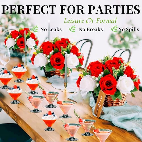 ZERUIDM 50 Clear Disposable Plastic Martini Glasses for Parties 5oz, with 100 Cocktail Picks Bundle, Martini Cups for Wine...