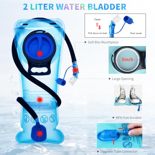 Coolfel Hydration Pack, Hydration Backpack with 2L Hydration Bladder, Festival Essential Water Backpack, Lightweight Hydra...