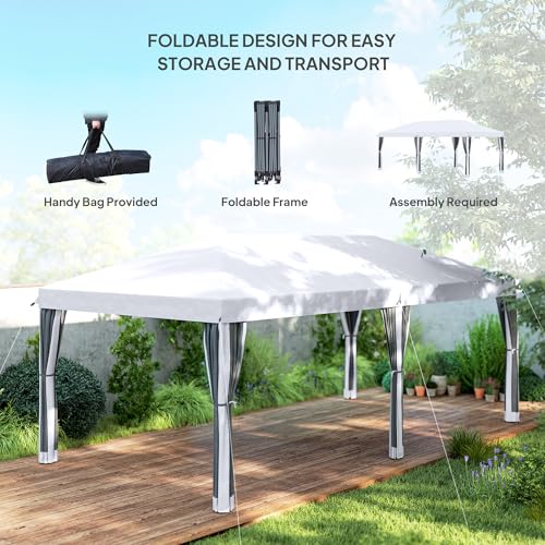 Outsunny 10' x 20' Pop Up Canopy Tent with Netting, Heavy Duty Large Party Tent, Instant Sun Shelter with Carry Bag for Ba...