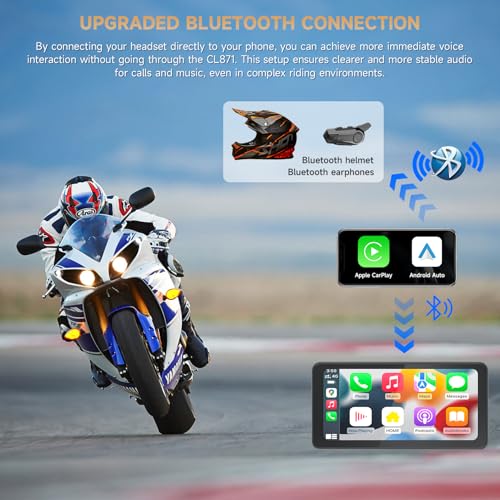 Spedal CL871 6.25" Motorcycle CarPlay ＆ Android Auto Screen, Full Body Waterproof, GPS Navigation for Motorbike, Bluetoot...