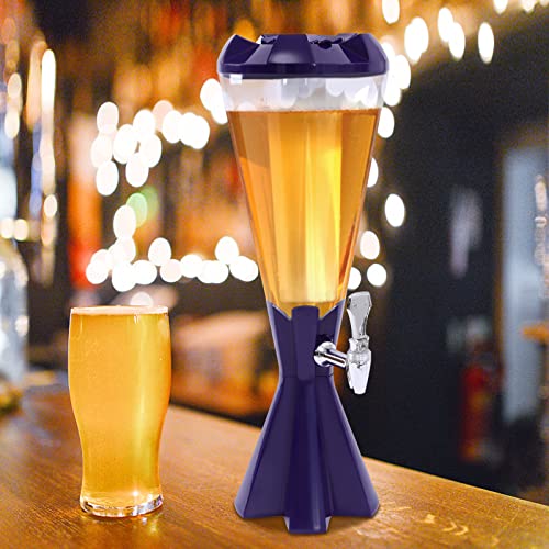 Beer Tower Dispenser 3L Cold Draft Beer Tower Beverage Dispenser with LED Lights and Ice Tube for Parties Home Bar
