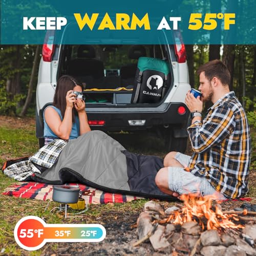 CANWAY Flannel Sleeping Bag for Adults Kids Girls Boys Camping Backpacking Sleeping Bag for Cold & Warm Weather with Compr...