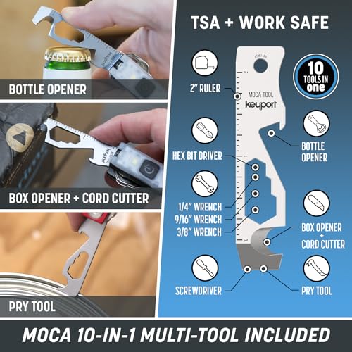EDC Key Organizer Bundle - Compact Key Holder + Mini-Flashlight + 10-in-1 Keychain Multitool + Lost & Found - Premium Pock...