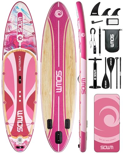 SOWM Inflatable Paddle Boards 11'x33'', Stand Up SUP Paddle Board Inflatable for Adults Youth, Extre Wide & Non-Slip Sup o...