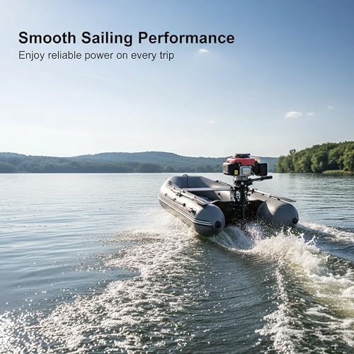 4-Stroke 4HP Outboard Motor, Gas Powered Boat Engine, Air Cooling Outboard Boat Motor, Lightweight Portable Outboard Motor...