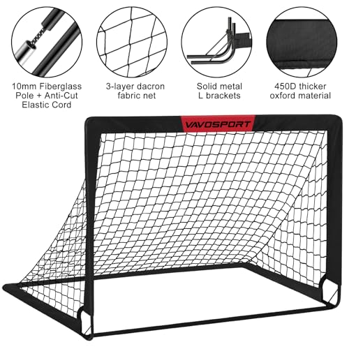 Kids Soccer Goals for Backyard Set - 2 of 4' x 3' Portable Soccer Goal Training Equipment, Pop Up Toddler Soccer Net with ...
