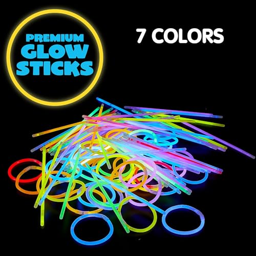 JOYIN 144 Pcs 8" Glow sticks Bulk Party Favors Pack, New Years Eve Neon Glow in the Dark Party Supplies, Light Up Necklace...