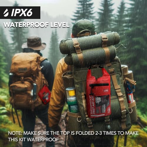 250 PCS Waterproof First Aid Kit, Roll Top Reflective Boat Dry Bag Bug Out Bags, Emergency Medical Kit Ideal for Boating, ...