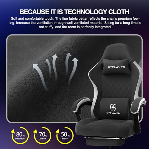 GTPLAYER Gaming Chair, Computer Office Chair with Pocket Spring Cushion, Linkage Armrests and Footrest, High Back Ergonomi...