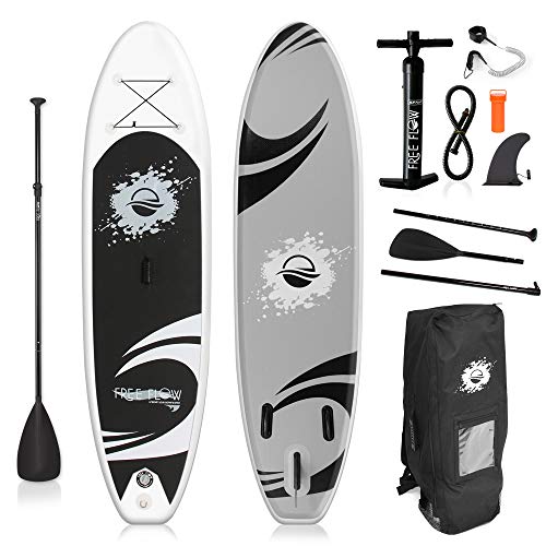 SereneLife Inflatable Stand Up Paddle Board (6 Inches Thick) with Premium SUP Accessories & Carry Bag | Wide Stance, Botto...