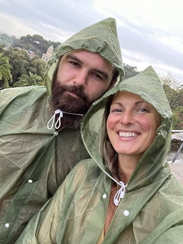 Cosowe Rain Ponchos for Adults Reusable, 2 Pcs Raincoats Emergency for Women Men with Hood and Drawstring