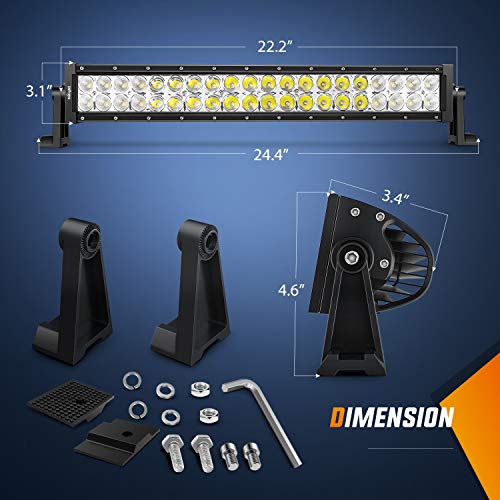 Nilight - ZH004 22Inch 120W Spot Flood Combo Led Light Bar 2PCS 4Inch 18W Flood LED Pods Fog Lights with 16AWG Wiring Harn...