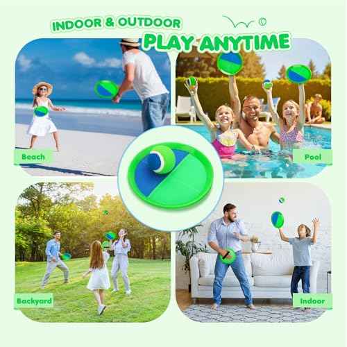 Toss and Catch Ball Set Upgraded - Family Games Kids Toys for Stocking Stuffers - Water-Resistant Great for Beach Pool Yard - Christmas Toys Gift for Boys Girls Teens 3 4 5 6 7 8 9 10 11 12+ Years