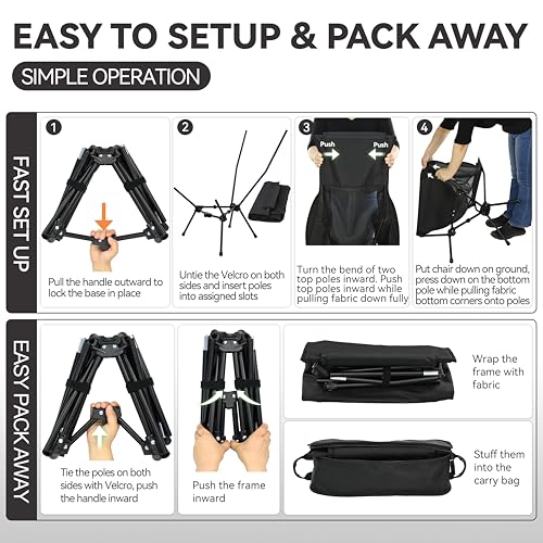 MARCHWAY Lightweight Folding High Back Camping Chair with Head Support, Stable Portable Compact for Outdoor Camp, Travel, ...