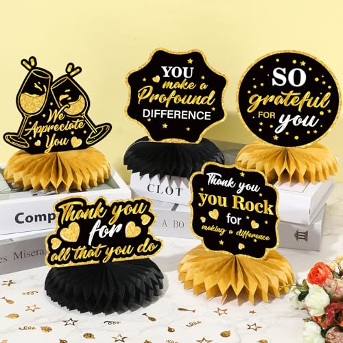 9Pcs We Appreciate You Decorations Thank You Table Honeycomb Centerpieces Appreciate Table Topper Decor for Teacher Doctor...