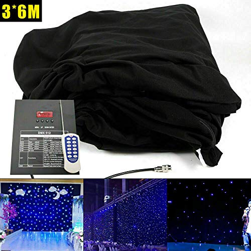 LED Lights Curtain Stage Star Light Curtain Backdrops Stage Starry Sky Cloth Background with DMX Control, for Wedding Chri...