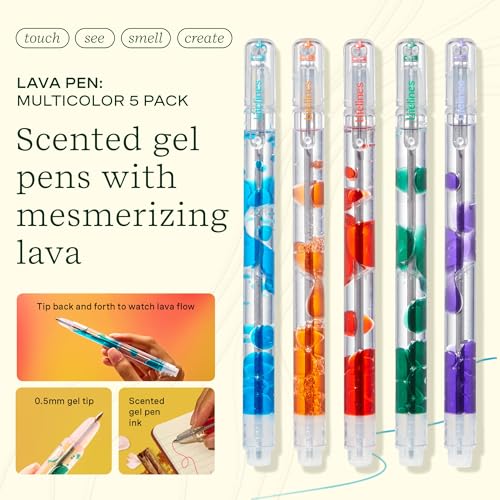 Lifelines Scented Lava Gel Pen Set, 5-Pack (Multi-Color) - 0.5mm Colored Gel Pens Infused with Scented Essential Oil Blend...