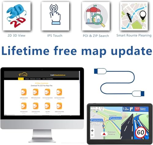 GPS Navigator for Car Truck RV, 7 Inch Touch Screen, Latest 2025 Maps for Car GPS, Support Voice Turn-by-Turn Guidance, Sp...