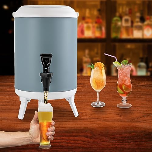 Stainless Steel Insulated Drink Dispenser 1.9 Gal, Thermal Hot & Cold Beverage Dispenser with Faucet for Coffee/Tea/Juice,...