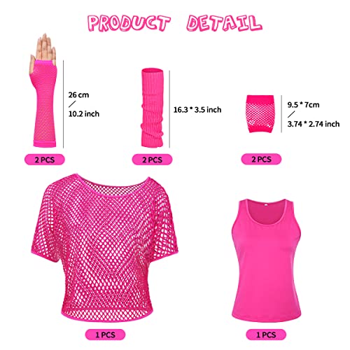 WILDPARTY Women Casual Sexy 80s Costumes Fishnet Neon Off Shoulder T-Shirt
