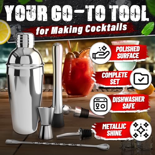 Mixology Bartender Kit with Stand – Stainless Steel Mixed Drink Shaker Set with 10 Accessories, Easy to Clean Bar Tool Set...