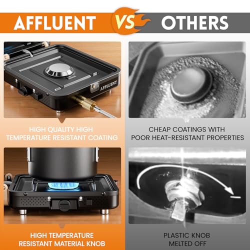 AFFLUENT 2 Burner Propane Camping Stove with Grill and Storage Bag- A Must - Have Camp Stove Propane! Foldable, Featuring ...