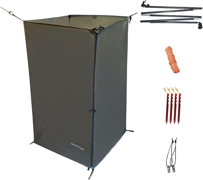 onewind Portable Privacy Shower Tent with Pole, Ultralight Camping Shower Shelter Portable Toilet Tent Bathroom Tent Priva...