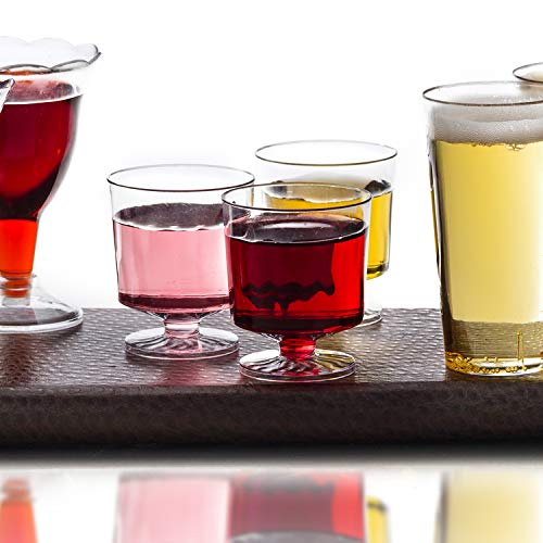 Party Essentials Disposable Plastic 2-Ounce Mini Stemware Glasses, for Wine Tastings, Small Portions, Food Samples, Condim...
