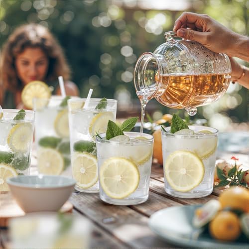 Liacere Drinking Glasses Set of 8, 17 oz Highball Plastic Glasses & 14oz Cocktail Plastic Glasses Set, Kitchen Water Glass...