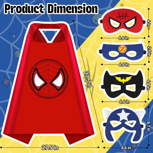 KUBUSFLY Superhero Capes for Kids, Halloween Costumes for Boys with Masks Dress Up Set for Cosplay Party Halloween Christm...