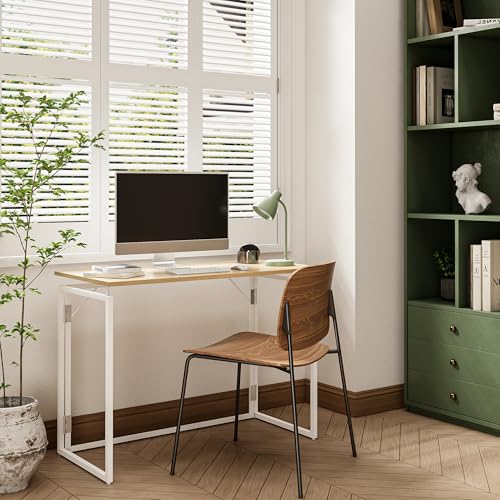 alawooder Folding Desk - 31.5" Wood Top Foldable Desk for Small Spaces | No Assembly Required Compact Desk for Home Offic...