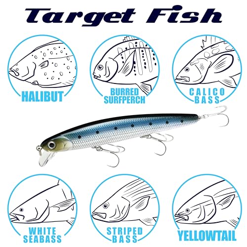 LUCKY CRAFT FlashMinnow 110 Ghost Series, Saltwater Fishing Lures, Jerkbait Surf Fishing Accessories and Gear, 1-2 ft Slow...