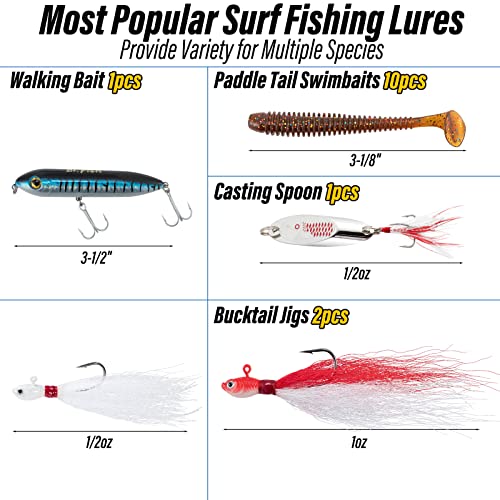 Dr.Fish 269 Pieces Surf Fishing Tackle Box Kit, Saltwater Ocean Beach Fishing Gear Supplies, Lure&Rig Accessories, Bucktai...