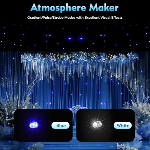 20 x 10ft LED Stage Backdrop, White and Blue Star Curtain Backdrop Light with DMX512 Controller & Remote Control Foldable ...