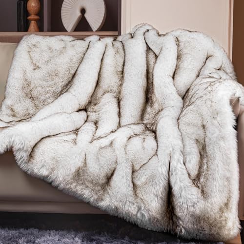Touchat 1000GSM Faux Fur Throw Blanket, Super Thick Warm Cozy Heavy Blankets for Couch Bed Sofa, Plush Fuzzy Elegant Winte...