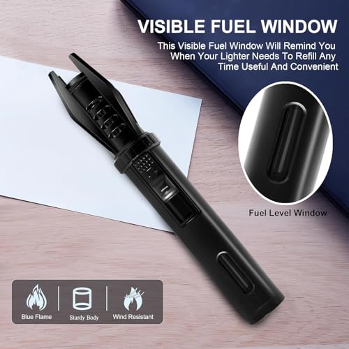 Camping Mini Torch Lighter EDC Windproof Small Lighters with Visual Window Refillable Gas Pocket Tactical Jet Flame for Hi...