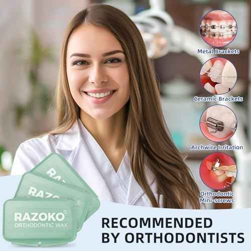 RAZOKO Orthodontic Wax for Braces Aligners Dental Wax Food Grade Orthodontic Wax Strips Precut Wax Dots