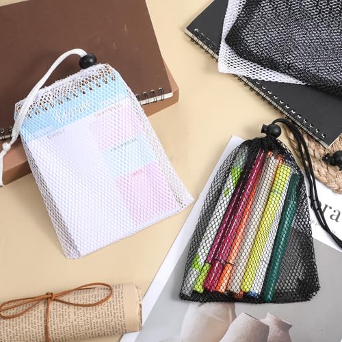 6Pcs Small Mesh Bags Black Small Drawstring Bags Nylon Bait Bag with Drawstrings Chum Bag for Saltwater Fishing Mesh Stora...