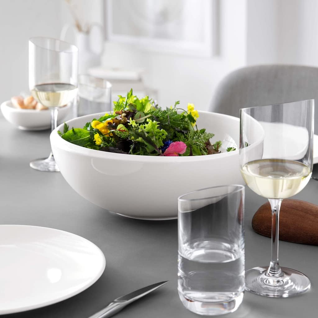 Villeroy & Boch NewMoon Large Salad Bowl for Every Occasion Premium Porcelain White Dishwasher Safe, 135 oz