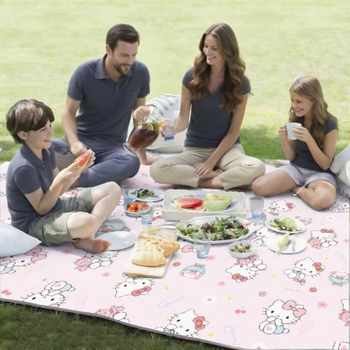 tlyunaooez 80”x 80” Picnic Blanket Extra Large, Waterproof and Foldable Beach Blanket, 3-Layer Outdoor Blanket for 6 to 8 ...