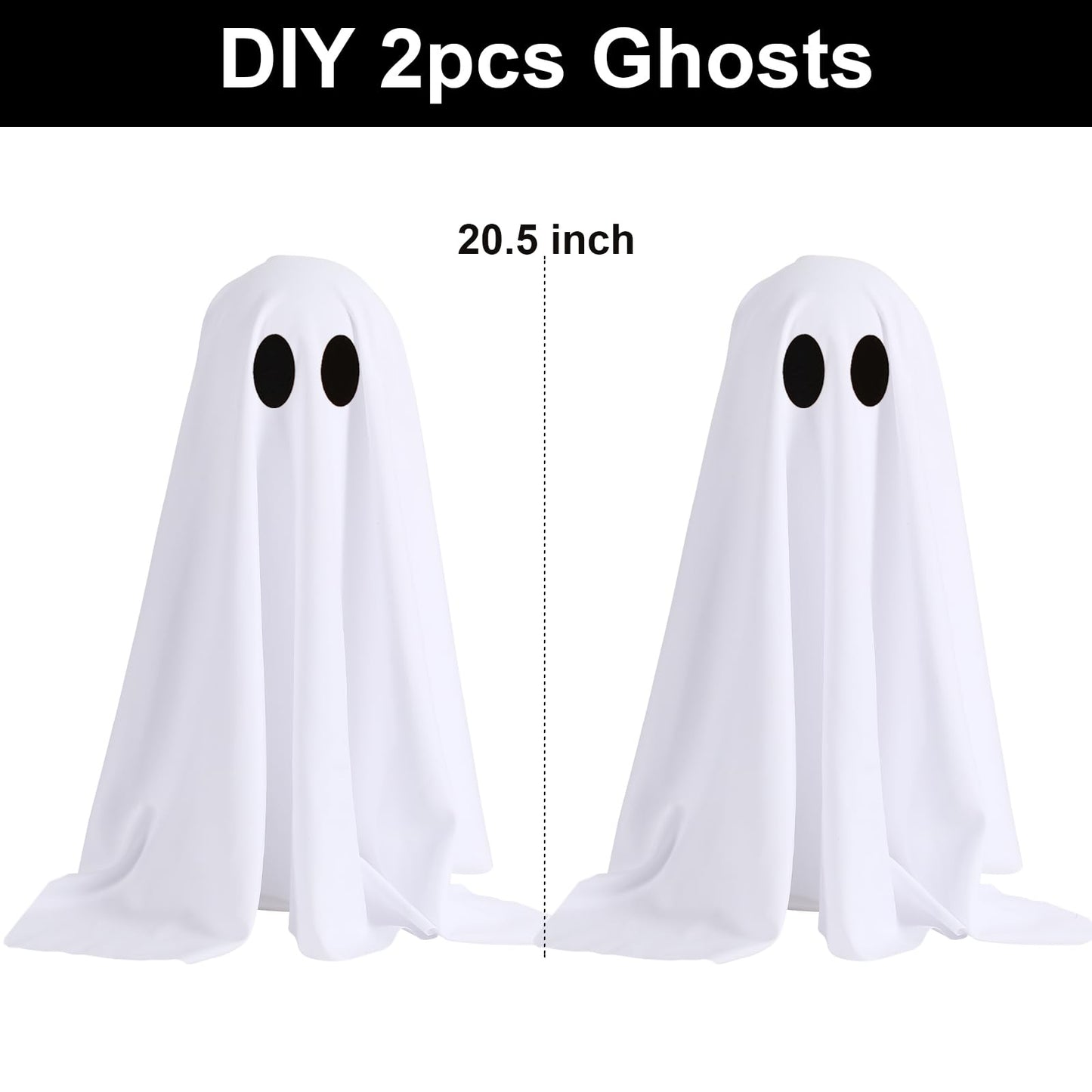 Halloween Decorations -2 Packs Spooky Ghosts with String Lights-Scary Ghost for Halloween Decor Indoor Party Home Table Room Kitchen and Fireplace Decor