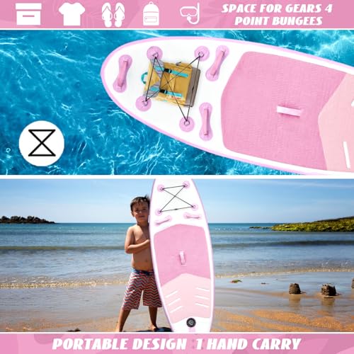 Kids Inflatable Stand Up Paddle Board, Kids Paddle Board with SUP Accessories, Anti-Slip EVA Deck, 7’6’’Child SUP for Kids...